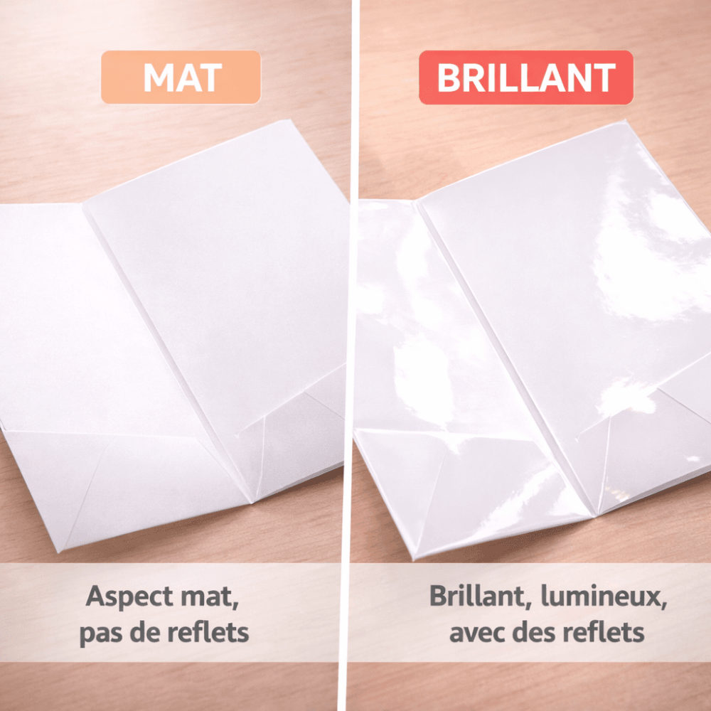 Finitions pochette &agrave; rabats personnalis&eacute;e